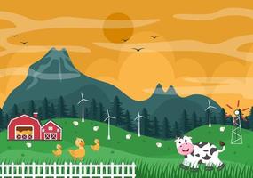 Cute Cartoon Farm Animals Illustration