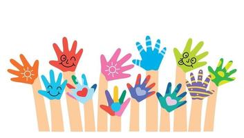 Painted Hands Of Little Children vector