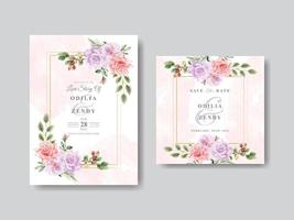 Romantic Floral Wedding Invitation Card vector