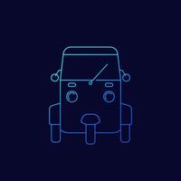 icono de vector de tuk tuk, lineal