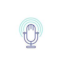 Podcast vector line icon with mike