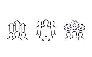 team growth and development line icons vector