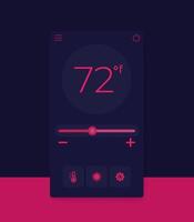 thermostat app, mobile ui design vector