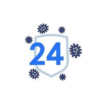 24 hours virus protection vector icon