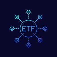 icono de línea etf, vector de fondo cotizado en bolsa