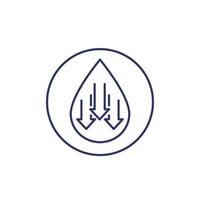 low water level icon on white, line vector