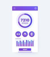 Fitness app mobile ui design, vector