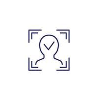 Face recognition and scanning line icon vector