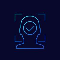 facial recognition icon, face scanning linear design vector