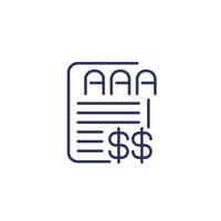 credit rating icon on white, finance line vector