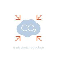 CO2, icono de vector de reducción de emisiones en blanco