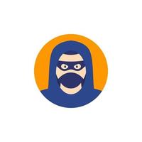 criminal, thief or robber icon, flat vector