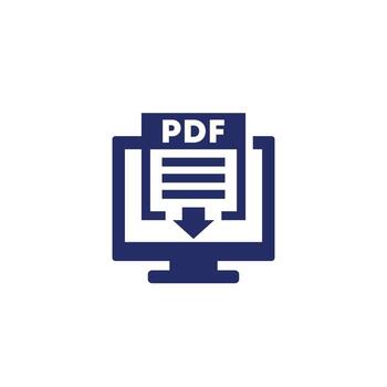 PDF download icon with computer vector