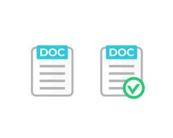 DOC document with check mark icon vector