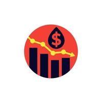 oil price drop round icon vector