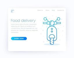 Food delivery landing page design, vector