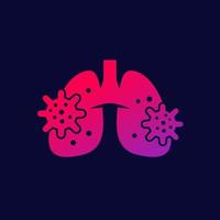 pneumonia icon with lungs and virus vector