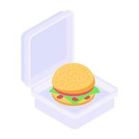 caja de hamburguesas y comida rápida vector