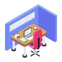 espacio de trabajo y cabina de oficina vector