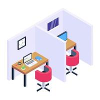 espacio de trabajo y cabina de oficina vector