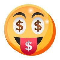 Dollar Eyes Emoji vector