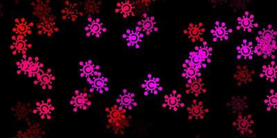 Dark pink vector backdrop with virus symbols.