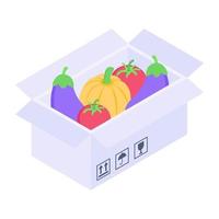 paquete de verduras y caja vector