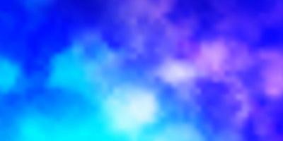 Light Pink, Blue vector background with clouds.