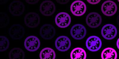 Dark Pink vector background with covid-19 symbols.