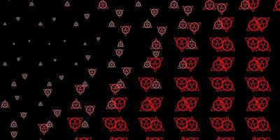 Dark Red vector background with occult symbols.