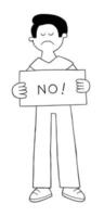 Cartoon man holding NO sign, svector illustration vector