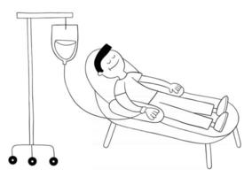 hombre de dibujos animados donando sangre, ilustración vectorial vector