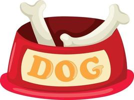 Illustration of isolated dog bowl with big bone