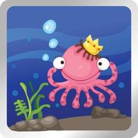 Illustration of an octopus underwater background vector