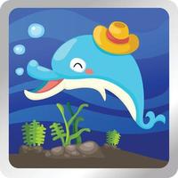 Illustration of an isolated dolphin underwater background vector