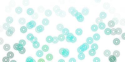 Light green vector doodle pattern with flowers.