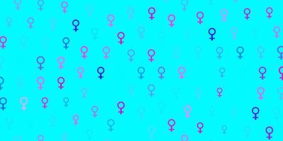 Light Blue, Red vector background with woman symbols.