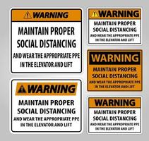 Warning Maintain Proper Social Distancing Sign vector