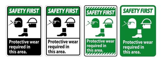 Protective Wear Required In This Area With Goggles Hard Hat And Boot vector