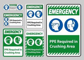 PPE Required In Crushing Area Isolate on White Background vector