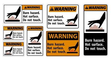 Warning Burn hazard,Hot surface,Do not touch Symbol Sign vector