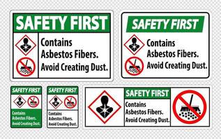 Safety First Label Contains Asbestos Fibers,Avoid Creating Dust vector