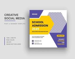 Back to school social media banner or post template design vector