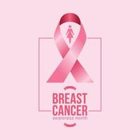 Breast cancer awareness month in october with realistic pink ribbon vector