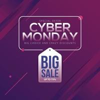 Cyber monday sale banner discount promotion vector