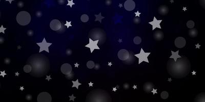 Dark Blue, Red vector backdrop with circles, stars.