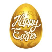 Decorative golden egg with Happy Easter text vector