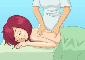 Cartoon illustration of a woman having a massage vector