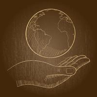 Illustration of a hand holding a globe vector