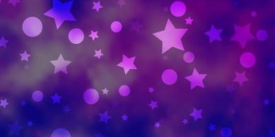 Light Pink, Blue vector backdrop with circles, stars.